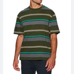 Ted Baker Paleale Men’s 5 XL Green Gray Striped Short Sleeve Shirt Tee New